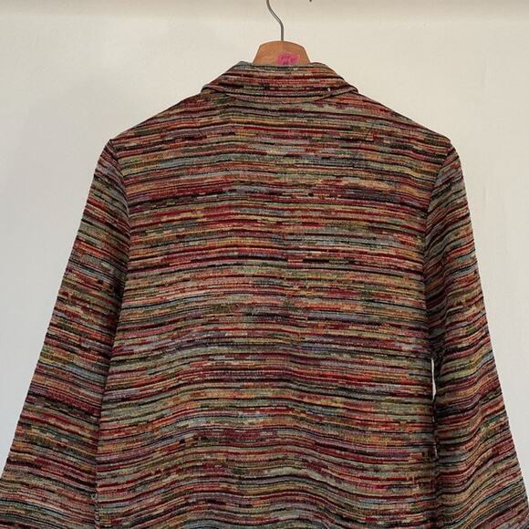 Vtg 90's Neutral Striped Woven Jacquard Button Up Collared Jacket Sz S Minimal - Picture 5 of 10